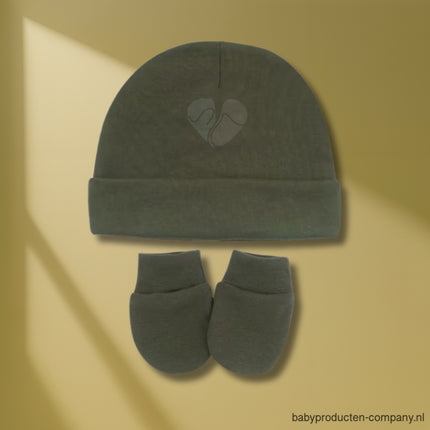 Babysetje katoen - muts + krabwantjes