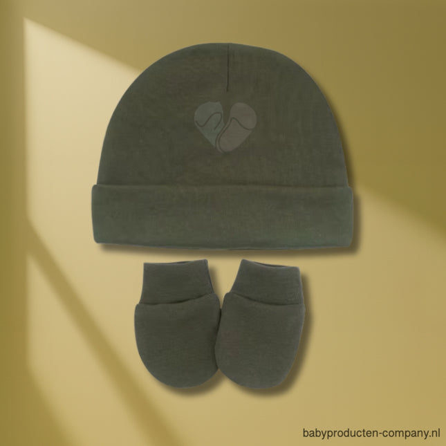 Babysetje katoen - muts + krabwantjes