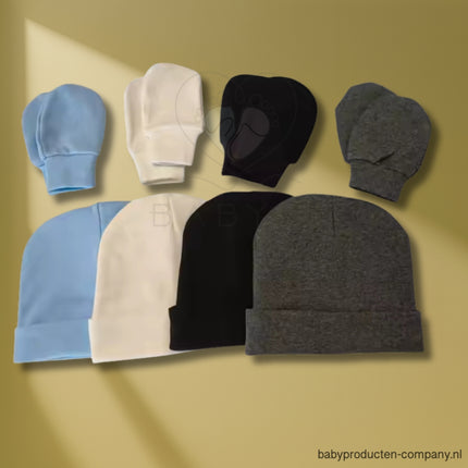 Babysetje katoen - muts + krabwantjes